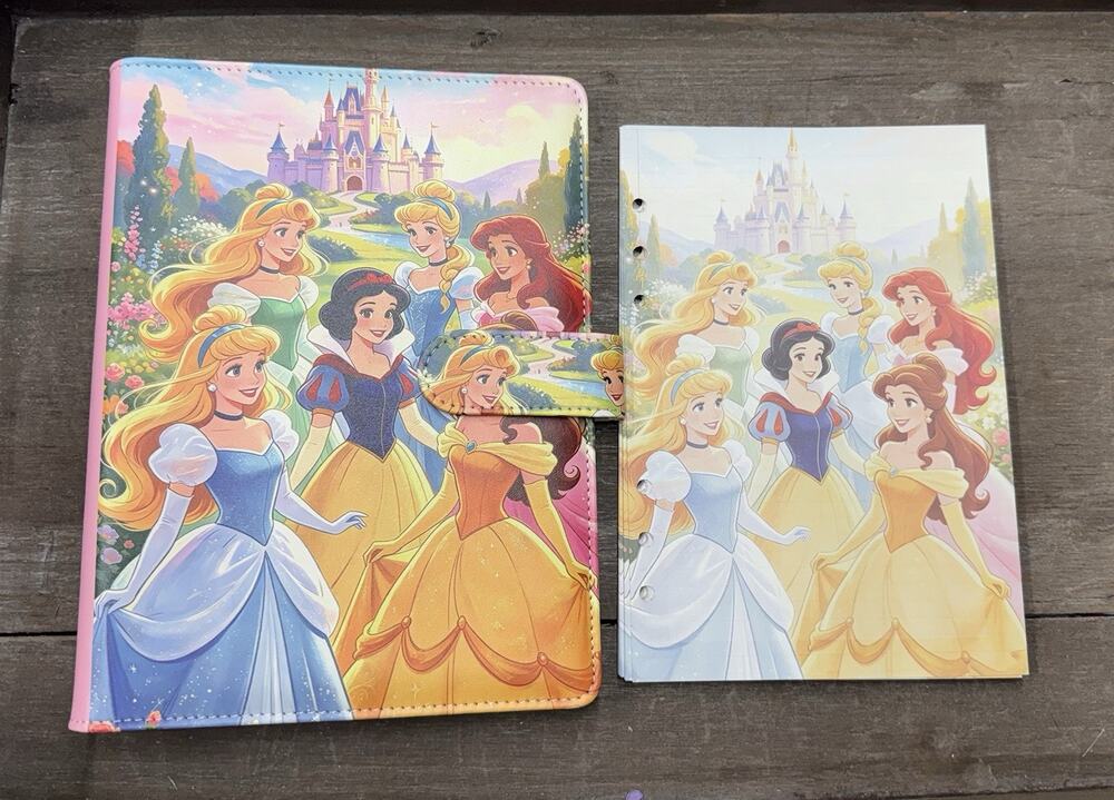Disney princesses and characters A5 Binder with matching printed paper